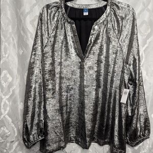Long sleeve silver blouse